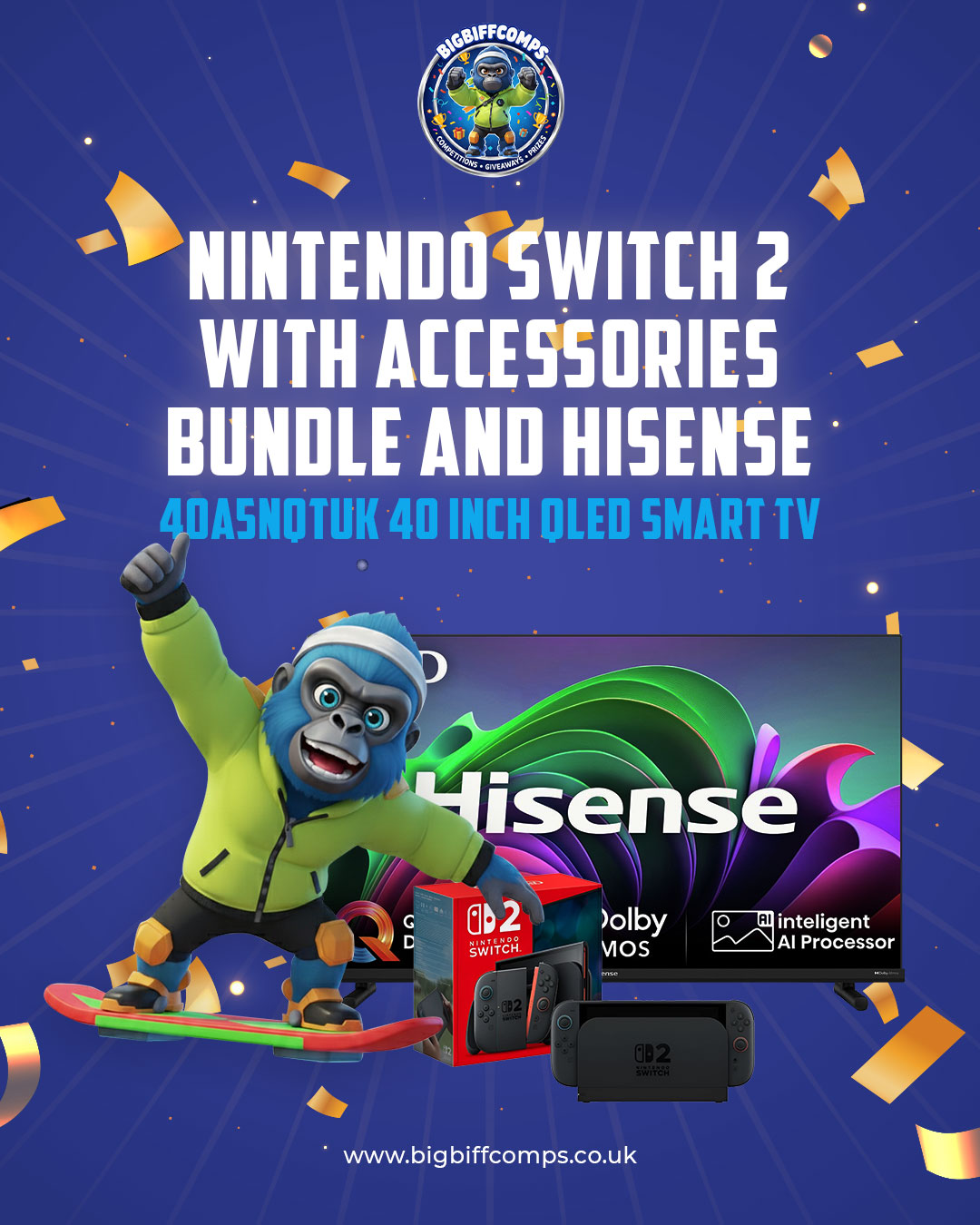 Nintendo Switch 2 with Accessories bundle and Hisense 40A5NQTUK 40 Inch QLED Smart TV
